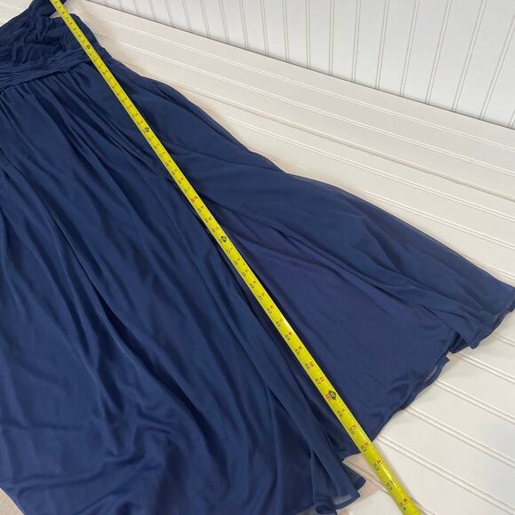 David’s Bridal Women’s Navy Blue Pleated Gathered Maxi Bridesmaid Dress Size 16 - Picture 10 of 10